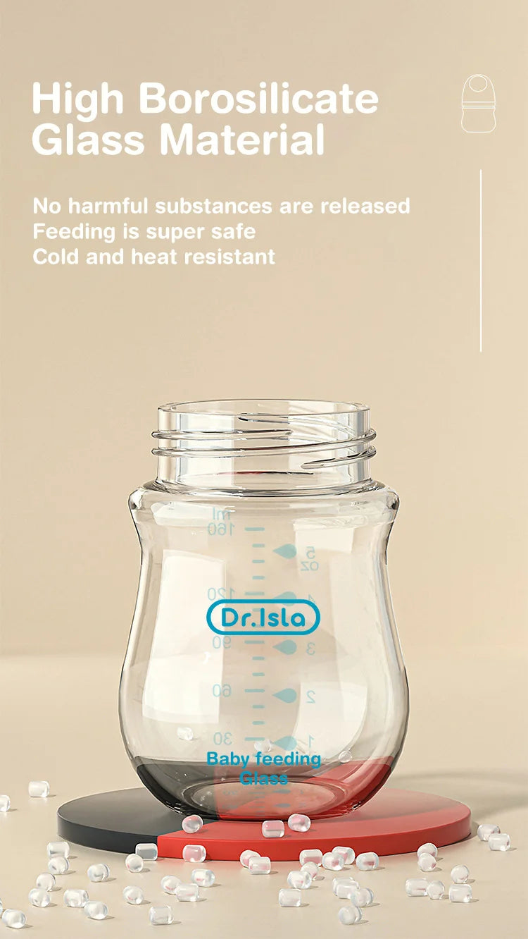 Biberon anti-colique en verre – 90/160ml | Tétine anti-étouffement, sans BPA